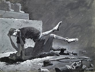Loinclothed hobby; Obr�zek dne - the picture od the day - �awa rel - Art of Koerner W. H. D. - Art of Frederic Remington,  Young's Struggle with the Priest Captain 