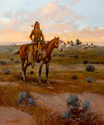 Loinclothed hobby; Obr�zek dne - the picture od the day - �awa rel - Art of Koerner W. H. D. - Art of William Steve Seltzer, Indian at sunset