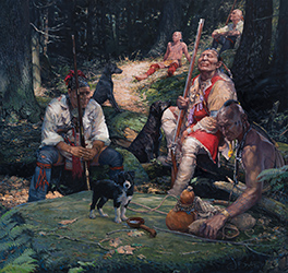Loinclothed hobby; Obr�zek dne - the picture od the day - �awa rel -  Art of John Buxton, Two's Company,Three's a Pup