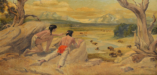 Loinclothed hobby; Obr�zek dne - the picture od the day - �awa rel -  Scouting the Buffalo, Western Native American, Unsigned