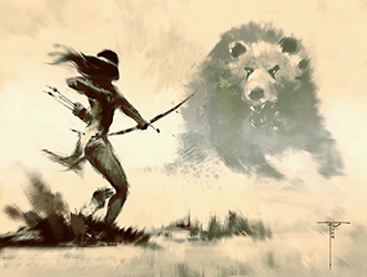 Loinclothed hobby; Obr�zek dne - the picture od the day - �awa rel -  Art of  Frank Victoria, Hunting