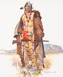 Loinclothed hobby; Obr�zek dne - the picture od the day - �awa rel -  Art of Jack Hines, Indian Chief, 1982