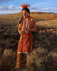 Loinclothed hobby; Obr�zek dne - the picture od the day - �awa rel -  Art of Bradley Schmehl, Playing Flute