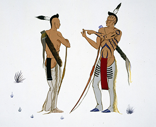 Loinclothed hobby; Obr�zek dne - the picture od the day - �awa rel -  Two Indians, Francis Blackbear Bosin
