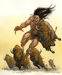 Loinclothed hobby; Obr�zek dne - the picture od the day - �awa rel - Art of Brian Snoddy, Pawnee Indian giant 