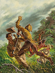 Loinclothed hobby; Obr�zek dne - the picture od the day - �awa rel - Jinen Butoh - Art of Tom Beecham, Killer Leopardmen, Fury pulp magazine cover, January 1957 