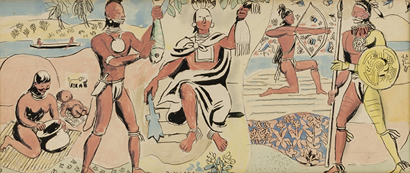 Loinclothed hobby; Obr�zek dne - the picture od the day - �awa rel - Art of Eduard Buk Ulreich, Bimini (Aborigine)