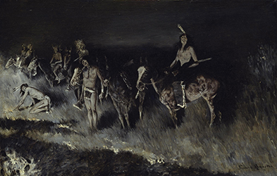 Loinclothed hobby; Obr�zek dne - the picture od the day - �awa rel - Art of Frederic Remington, The Grass Fire (Backfiring), 1908