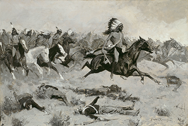 Loinclothed hobby; Obr�zek dne - the picture od the day - �awa rel - Art of Frederic Remington, Rushing Red Lodges Passed through the Line
