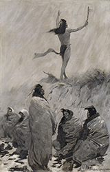 Loinclothed hobby; Obr�zek dne - the picture od the day - �awa rel - Art of  Frederic Remington<br> The Fire Eater Raised His Arms to the Thunder Bird