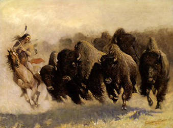 Loinclothed hobby; Obr�zek dne - the picture od the day - �awa rel - Art of  John Edward Borein  - Buffalo hunt