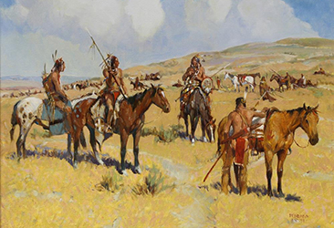 Loinclothed hobby; Obr�zek dne - the picture od the day - �awa rel - Art of Joe Ferrara -  Indians and Horses