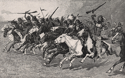 Loinclothed hobby; Obr�zek dne - the picture od the day - �awa rel - Art of  Frederic Remington - The Charge on the Sun-Pole