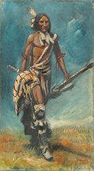Loinclothed hobby; Obr�zek dne - the picture od the day - �awa rel - Oil Painting of a Figure in Native American Attire
