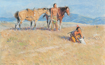 Loinclothed hobby; Obr�zek dne - the picture od the day - �awa rel - Art of Tom Lovell , Homage to the Bison
