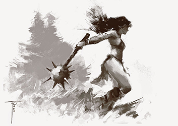 Loinclothed hobby; Obr�zek dne - the picture od the day - �awa rel - Art of Frank Victoria, Spiked Mace