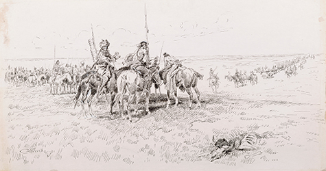 Loinclothed hobby; Obr�zek dne - the picture od the day - �awa rel - Art of Charles M. Russell, Indians Meet First Wagon Train West of Mississippi