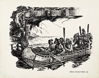 Loinclothed hobby; Obr�zek dne - the picture od the day - �awa rel - Art of Charles Banks Wilson, Friend or foe at the trading post