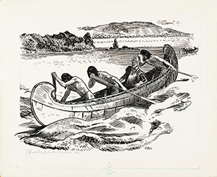 Loinclothed hobby; Obr�zek dne - the picture od the day - �awa rel - Art of Charles Banks Wilson, Discovery of Lake Champlain