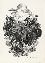 Loinclothed hobby; Obr�zek dne - the picture od the day - �awa rel - Art of Charles Banks Wilson, Buffalo hunt