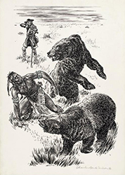 Loinclothed hobby; Obr�zek dne - the picture od the day - �awa rel - Charles Banks Wilson, Attack by bears 
