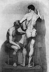 Loinclothed hobby; Obr�zek dne - the picture od the day - �awa rel - 20th century Russian drawing - Drawing In The High Art School
