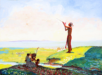 Loinclothed hobby; Obr�zek dne - the picture od the day - �awa rel - Art of Brummett Echohawk - Native American and his pipe 