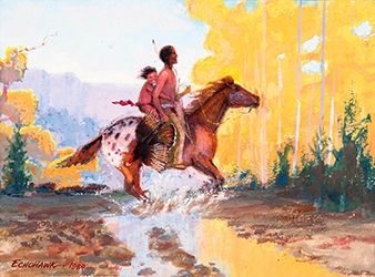 Loinclothed hobby; Obr�zek dne - the picture od the day - �awa rel - Art of Brummett Echohawk - Native American, father and son 