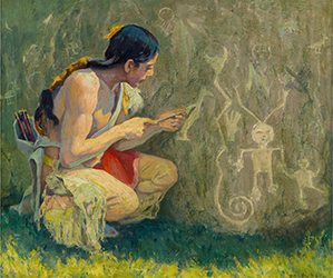 Loinclothed hobby; Obr�zek dne - the picture od the day - �awa rel -  Art of Eanger Irving Couse, The Pictographs, 1919