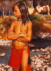 Loinclothed hobby; Obr�zek dne - the picture od the day - �awa rel -  Stan Davis (American, b. 1942) Native Boy, 1998
