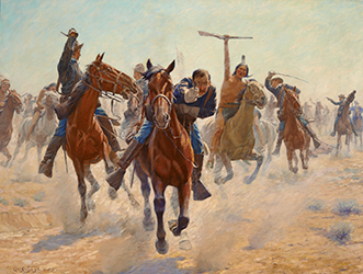 Loinclothed hobby; Obr�zek dne - the picture od the day - �awa rel - Art of Charles Schreyvogel, breaking Through the Line 