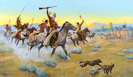Loinclothed hobby; Obr�zek dne - the picture od the day - �awa rel -  Art of  Elmer E. Esquivias, The Victory Ride ~ 1986