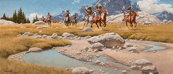 Loinclothed hobby; Obr�zek dne - the picture od the day - �awa rel -   Art of Frank McCarthy, From the Meadows of the Beartooth, 1991