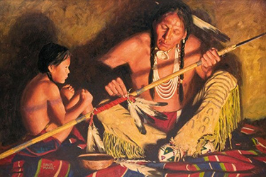 Loinclothed hobby; Obr�zek dne - the picture od the day - �awa rel -   Art of David Mann, Peace on the plains