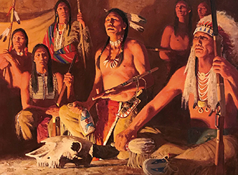 Loinclothed hobby; Obr�zek dne - the picture od the day - �awa rel -   Art of David Mann, Peace on the plains