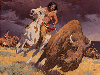 Loinclothed hobby; Obr�zek dne - the picture od the day - �awa rel -   Art of David Mann, The Horse Made Him Master