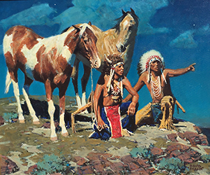 Loinclothed hobby; Obr�zek dne - the picture od the day - �awa rel -   Art of David Mann, High Desert Moon