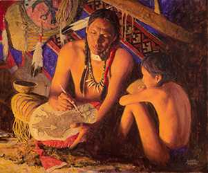 Loinclothed hobby; Obr�zek dne - the picture od the day - �awa rel -   Art of David Mann, Buffalo Shield