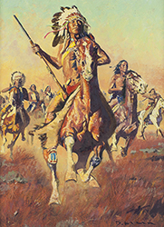 Loinclothed hobby; Obr�zek dne - the picture od the day - �awa rel -   Art of David Mann, Charging Indians