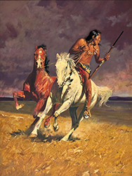 Loinclothed hobby; Obr�zek dne - the picture od the day - �awa rel -   Art of David Mann,  Pulling Away