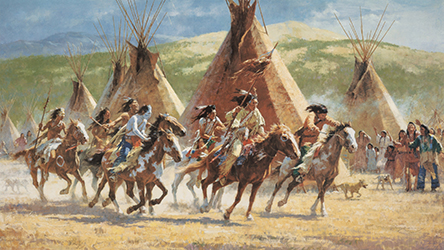 Loinclothed hobby; Obr�zek dne - the picture od the day - �awa rel -   Art of Howard A. Terpning, Capture of the Horse Bundle