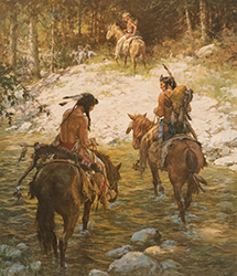 Loinclothed hobby; Obr�zek dne - the picture od the day - �awa rel -   Art of Howard A. Terpning, Crossing Medicine Lodge Creek 1980