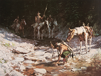 Loinclothed hobby; Obr�zek dne - the picture od the day - �awa rel -   Art of Howard A. Terpning, Stones That Speak