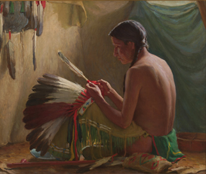 Loinclothed hobby; Obr�zek dne - the picture od the day - �awa rel -  Joseph Henry Sharp, War Bonnet Maker