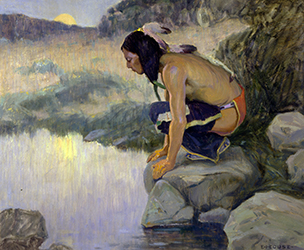 Loinclothed hobby; Obr�zek dne - the picture od the day - �awa rel -  Eanger Irving Couse, Reflections