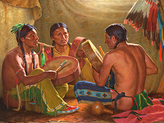 Loinclothed hobby; Obr�zek dne - the picture od the day - �awa rel -  Joseph Henry Sharp, Drum Song
