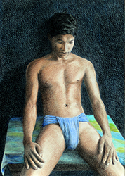 Loinclothed hobby; Obr�zek dne - the picture od the day - �awa rel - Art of Dennis Candy, Seated Kushti Wrestler