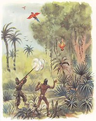 Loinclothed hobby; Obr�zek dne - the picture od the day - �awa rel - Daniel Defoe / Robinson Crusoe - Illustrationen von Hugo Laubi