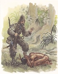 Loinclothed hobby; Obr�zek dne - the picture od the day - �awa rel - Daniel Defoe / Robinson Crusoe - Illustrationen von Hugo Laubi