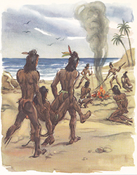 Loinclothed hobby; Obr�zek dne - the picture od the day - �awa rel - Daniel Defoe / Robinson Crusoe - Illustrationen von Hugo Laubi